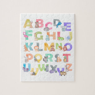Waterverf Alfabet Animals Legpuzzel