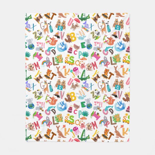 Waterverf Alfabet Cute Kinderen Fleece Deken (Voorkant)