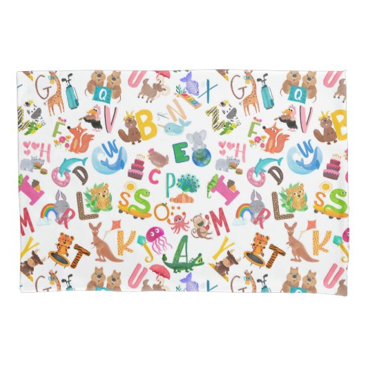 Waterverf Alfabet Cute Kinderen Kussensloop (Voorkant)