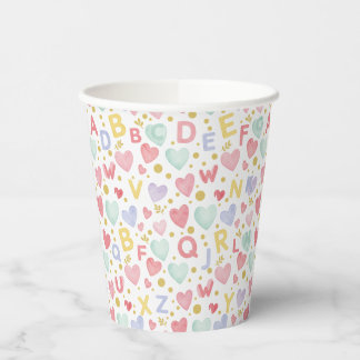 Waterverf Alfabet & Hartjes Confetti Papieren Bekers