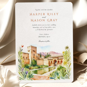 Waterverf Alhambra Spanje Destination Wedding Kaart