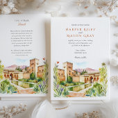 Waterverf Alhambra Spanje Destination Wedding Kaart