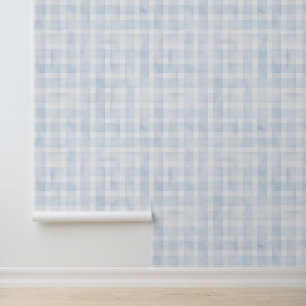 Waterverf Alice Blue Gingham Pattern Behang