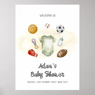 Waterverf All Star Sport Baby Shower Welkom Poster