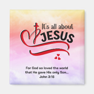 Waterverf ALLEMAAL OVER JESUS Christelijk Pasen Magneet