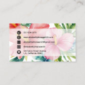 Waterverf Aloha Hawaiian Red Flowers Script Naam Visitekaartje (Achterkant)