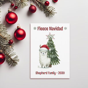 Waterverf Alpaca Fleece Navidad Feestdagenkaart
