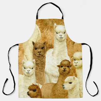 Waterverf alpaca's, naadloze handgetekende achterg schort