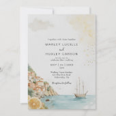 Waterverf Amalfi Coast Italiaans zomerhuwelijk Kaart (Voorkant)