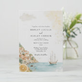 Waterverf Amalfi Coast Italiaans zomerhuwelijk Kaart (Staand voorkant)