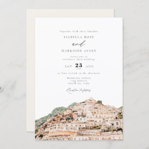 Waterverf Amalfi kust Italië Skyline Wedding Kaart