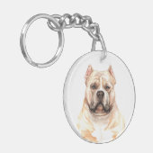 Waterverf American Bully dog Sleutelhanger (Voorkant Links)