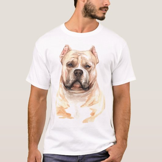 Waterverf American Bully dog T-shirt (Voorkant)