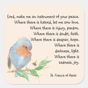Waterverf American Robin Bird St. Francis Prayer  Vierkante Sticker