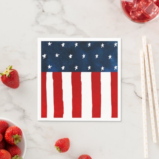 Waterverf Americana Stijl Rood Wit Blauw USA Flag Servet (Insitu)