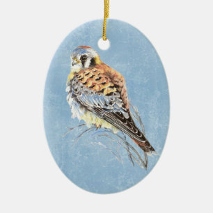 Waterverf-Amerikaanse torenvalk, Falcon Bird Hawk Keramisch Ornament