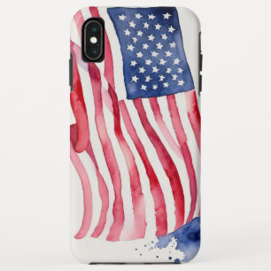 Waterverf Amerikaanse vlag iPhone XS Max Hoesje