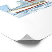 Waterverf Amerikaanse Vlag Patriottische Zeilboot Poster (Hoek)