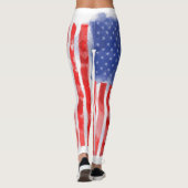 Waterverf Amerikaanse vlag voor veteranen en patri Leggings (Achterkant)