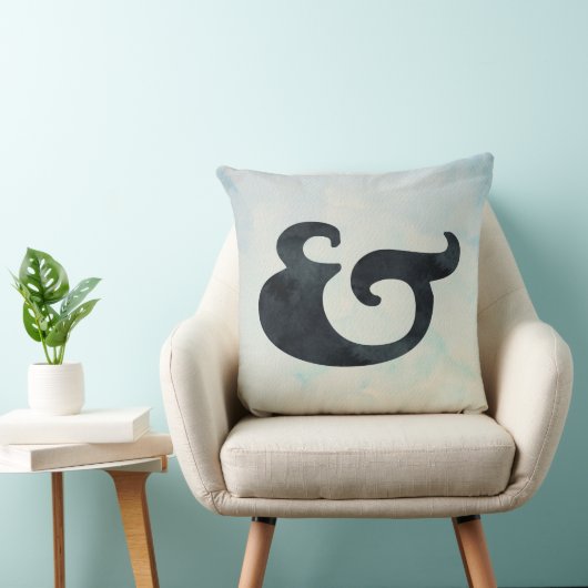 Waterverf Ampersand Nautical | Zwarte en Zee kleur Kussen (Stoel)