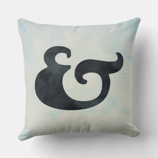 Waterverf Ampersand Nautical | Zwarte en Zee kleur Kussen (Achterkant)