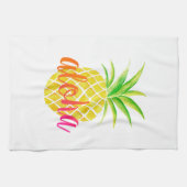 Waterverf anananas Aloha Tropisch Roze Theedoek (Horizontaal)