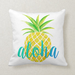 Waterverf anananas Aloha Tropische turquoise Kussen