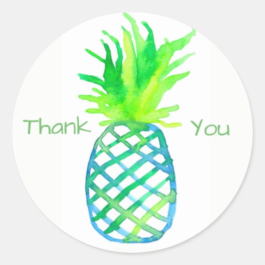 Waterverf Ananas Bedankt Ronde Sticker (Voorkant)