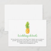 Waterverf ananas bruiloft details kaart (Voorkant / Achterkant)