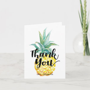Waterverf ananas gevouwen dank u notitiekaartje