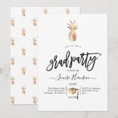 Waterverf Ananas Graduation Party Kaart (Voorkant / Achterkant)