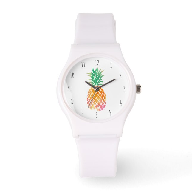 waterverf ananas horloge (Voorkant)