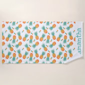 Waterverf Ananas Pattern Wit Gepersonaliseerd Strandlaken (Voorkant)