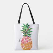 Waterverf Ananas Persoonlijke Boodschappentas Draagtas (Achterkant)