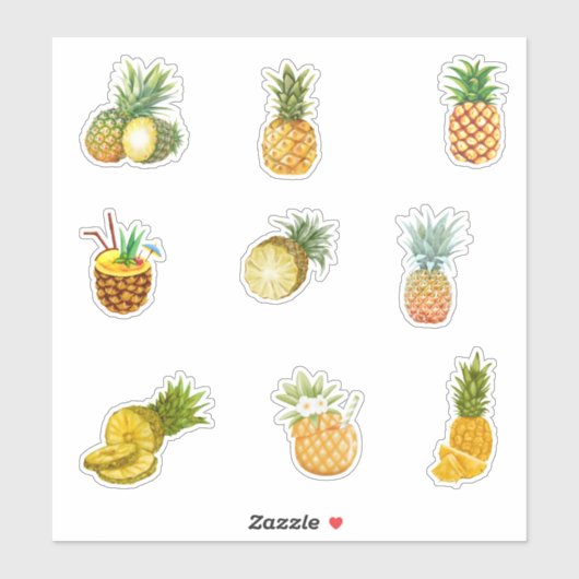 Waterverf Ananas Sticker (Vel)