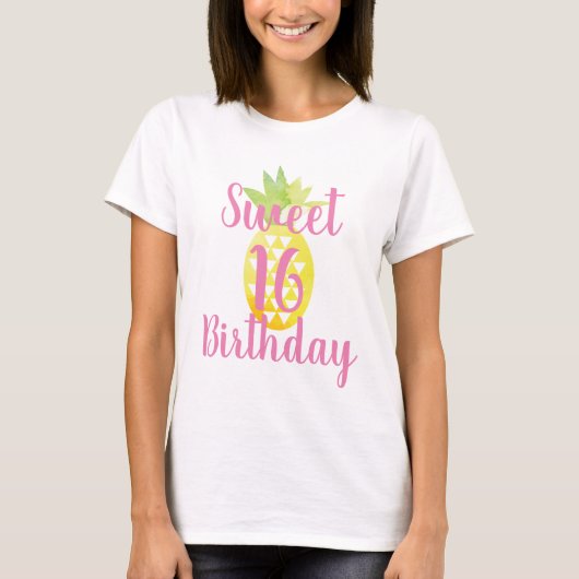 Waterverf Ananas Sweet 16 Birthday T-shirt (Voorkant)
