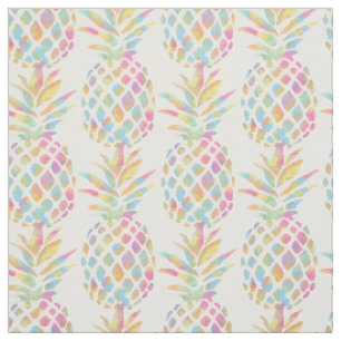 Waterverf Ananas Tropisch Regenboog Patroon Stof