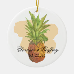 Waterverf ananas tropische zomer bruiloft foto keramisch ornament