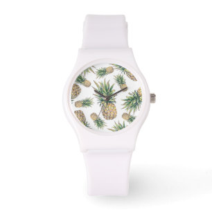 Waterverf ananasslepatroon horloge