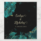 Waterverf Anastasia Zwart en Groen Wijnetiketten Wijn Etiket (Enkel label)