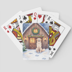 Waterverf Anatolische Herdershond Rustieke Schuur Pokerkaarten