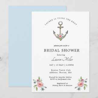 Waterverf Anchor Bridal doucheuitnodiging Aankondiging