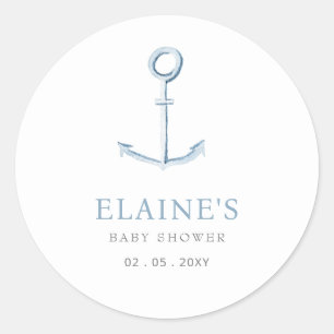 Waterverf Anchor Nautical Blue Beach Baby shower Ronde Sticker