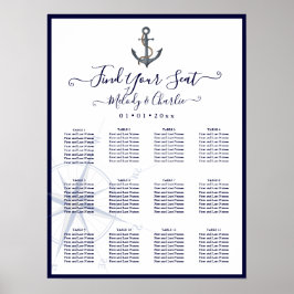 WATERVERF ANCHOR NAVY NAUTICAL SITTING CHART POSTER