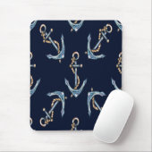 Waterverf Anchors Navy Blue Muismat (Met muis)