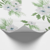 Waterverf-anemon- en -spar-patroon cadeaupapier (Hoek)