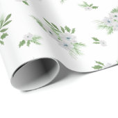 Waterverf-anemon- en -spar-patroon cadeaupapier