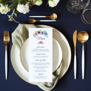 Waterverf Anemone Bloem Bruiloft Menu Kaart