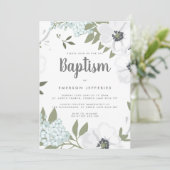 Waterverf Anemone Blue Baptisme Kaart (Staand voorkant)