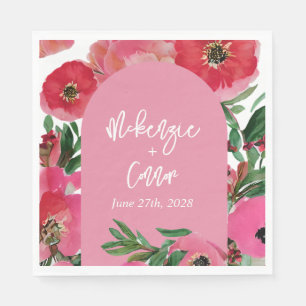 Waterverf Anemone Cardstock Pink Arch Wedding Servet